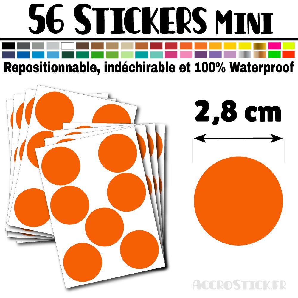 56 Ronds 2,8 cm - Stickers mini gommettes 56 Ronds 2,8 cm - Stickers mini gommettes