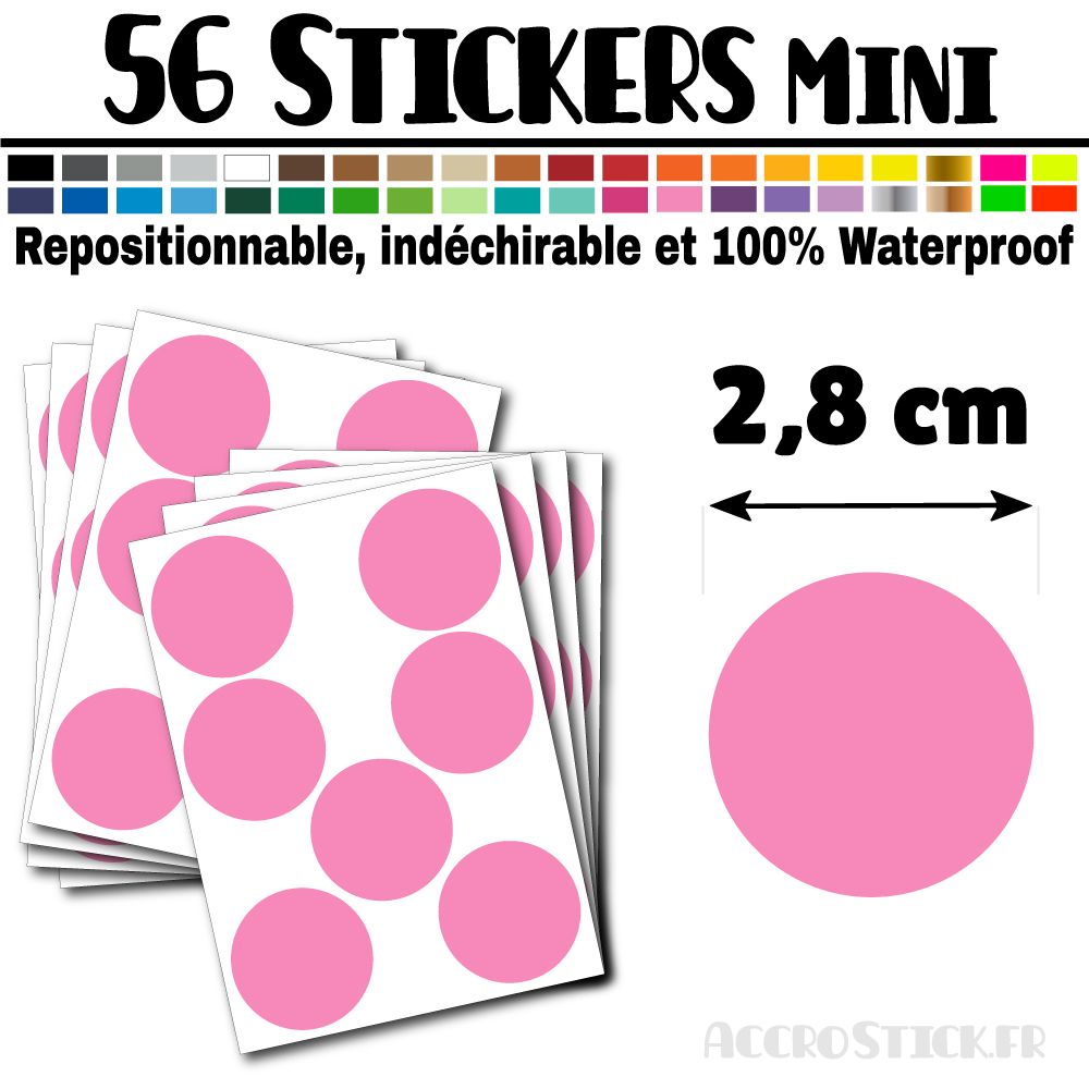 56 Ronds 2,8 cm - Stickers mini gommettes 56 Ronds 2,8 cm - Stickers mini gommettes
