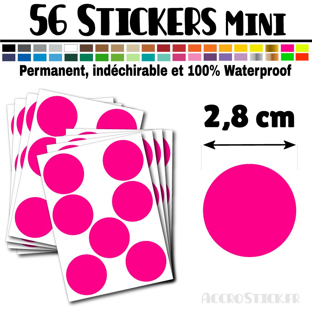 56 Ronds 2,8 cm - Stickers mini gommettes 56 Ronds 2,8 cm - Stickers mini gommettes