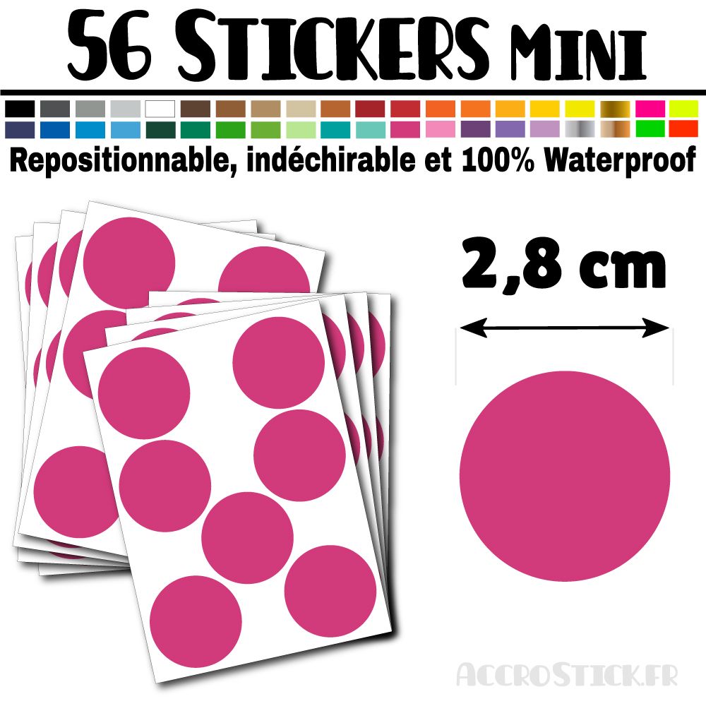 56 Ronds 2,8 cm - Stickers mini gommettes 56 Ronds 2,8 cm - Stickers mini gommettes