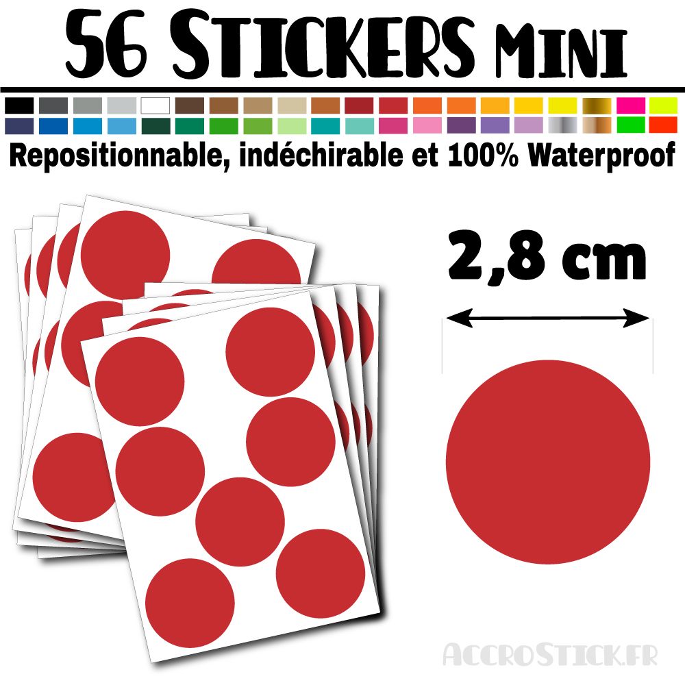 56 Ronds 2,8 cm - Stickers mini gommettes 56 Ronds 2,8 cm - Stickers mini gommettes