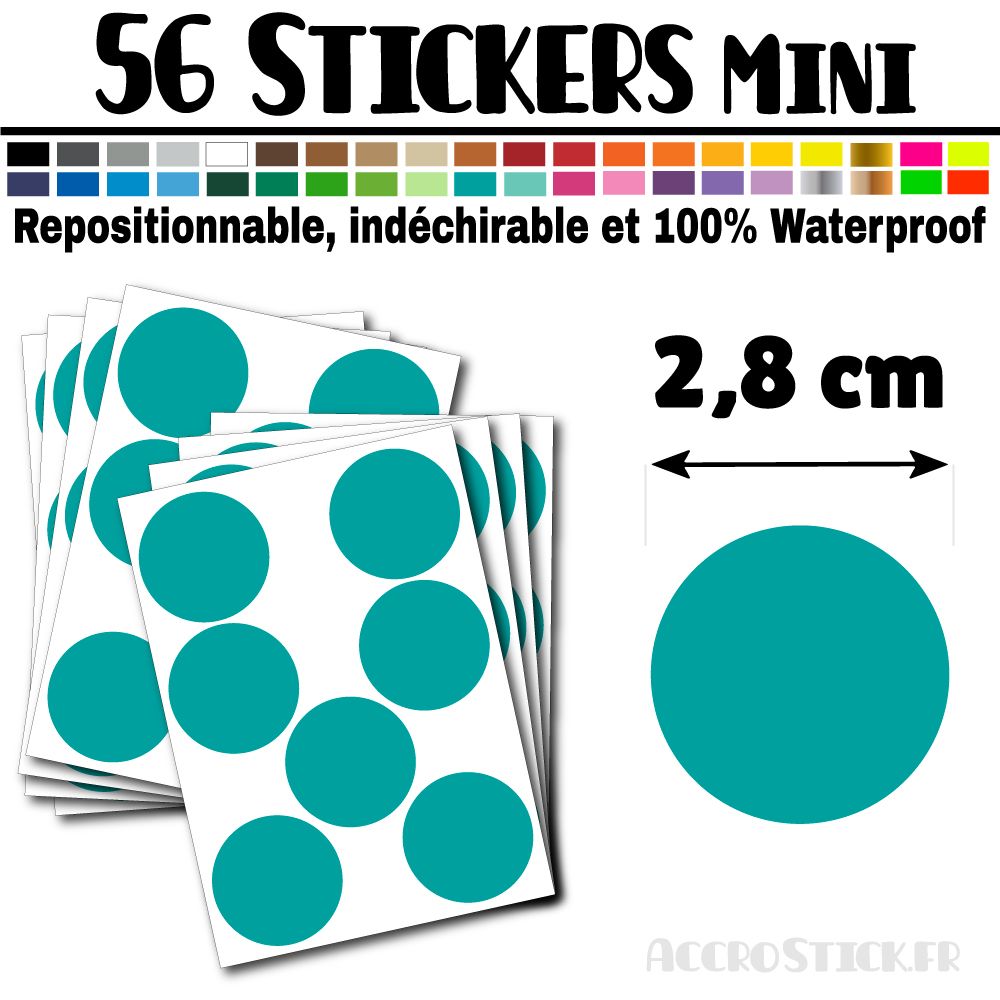 56 Ronds 2,8 cm - Stickers mini gommettes 56 Ronds 2,8 cm - Stickers mini gommettes