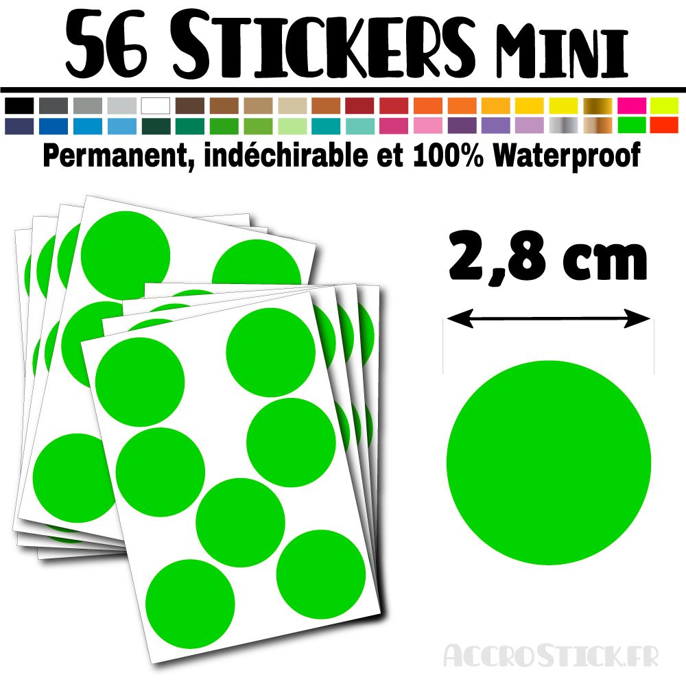 56 Ronds 2,8 cm - Stickers mini gommettes 56 Ronds 2,8 cm - Stickers mini gommettes