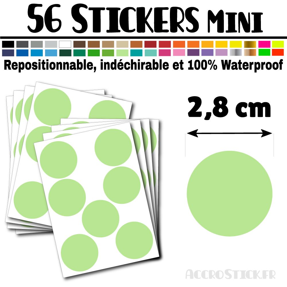 56 Ronds 2,8 cm - Stickers mini gommettes 56 Ronds 2,8 cm - Stickers mini gommettes