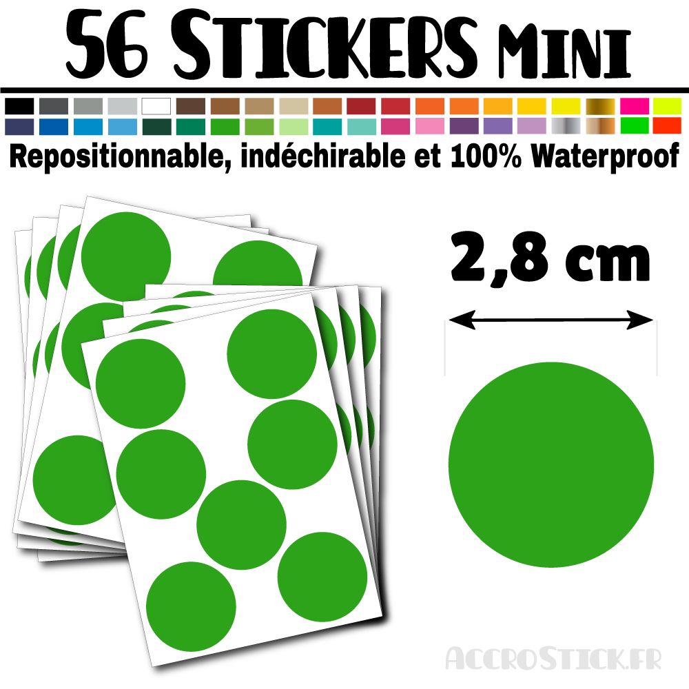 56 Ronds 2,8 cm - Stickers mini gommettes 56 Ronds 2,8 cm - Stickers mini gommettes