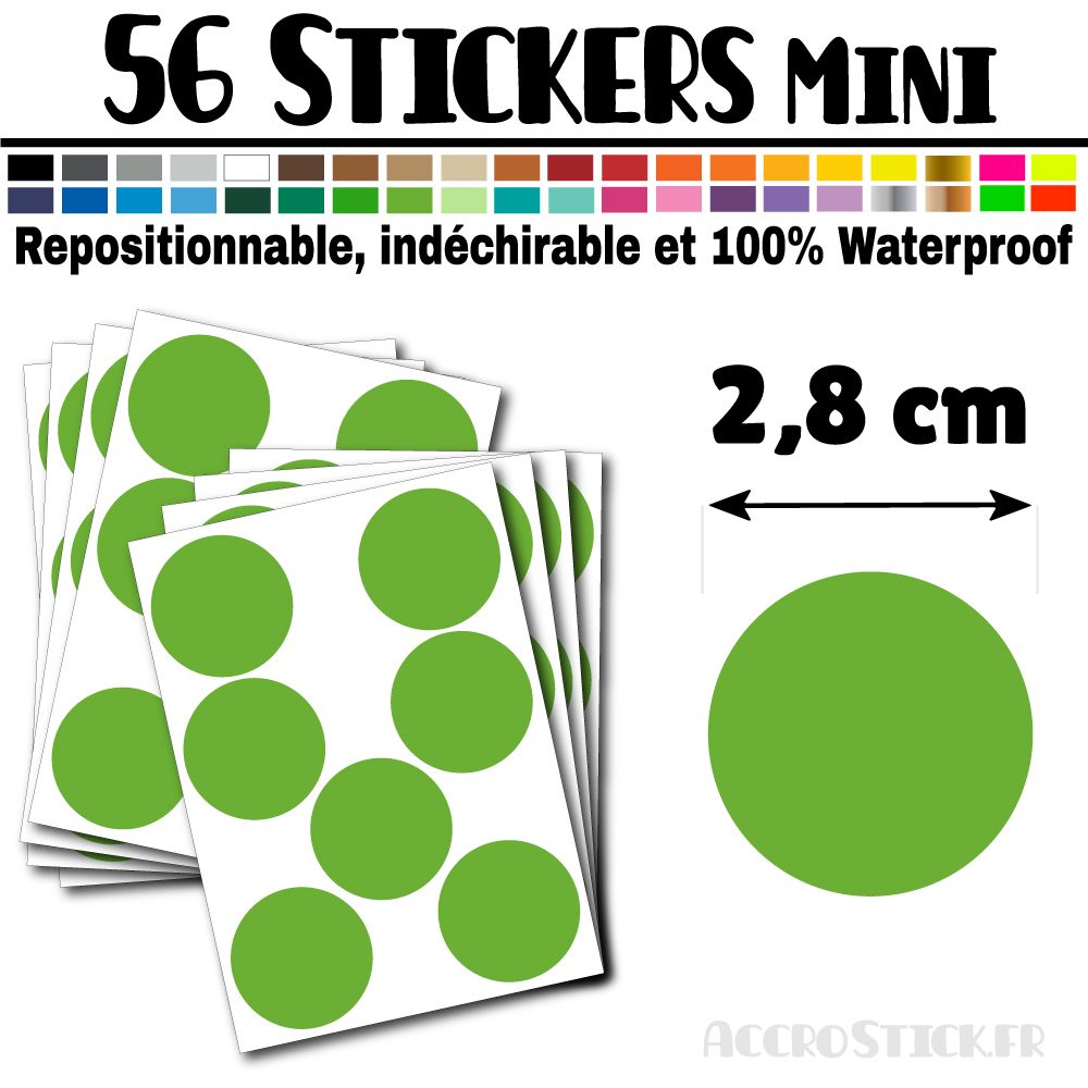 56 Ronds 2,8 cm - Stickers mini gommettes 56 Ronds 2,8 cm - Stickers mini gommettes
