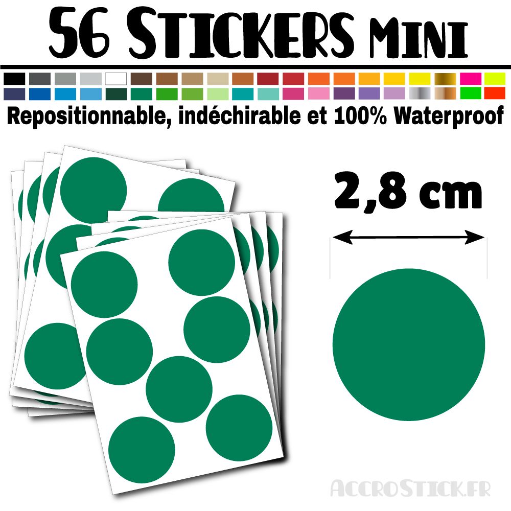 56 Ronds 2,8 cm - Stickers mini gommettes 56 Ronds 2,8 cm - Stickers mini gommettes