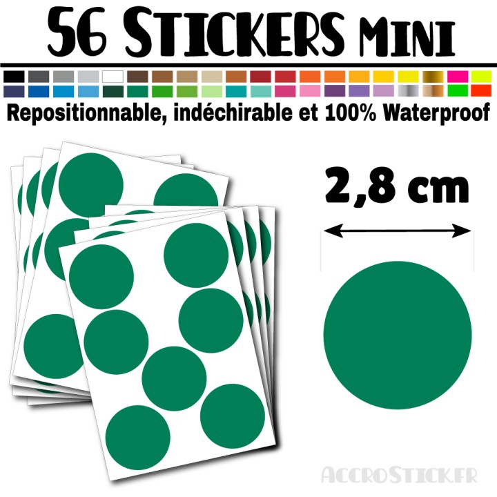 56 Ronds 2,8 cm - Stickers mini gommettes