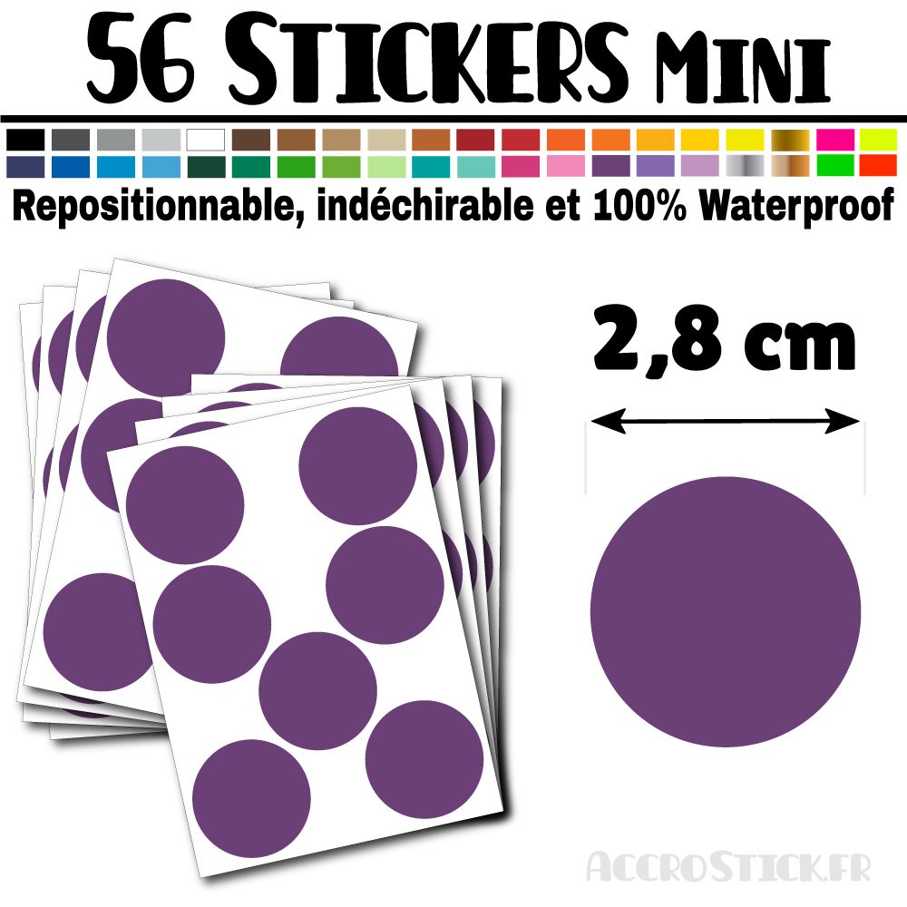 56 Ronds 2,8 cm - Stickers mini gommettes 56 Ronds 2,8 cm - Stickers mini gommettes