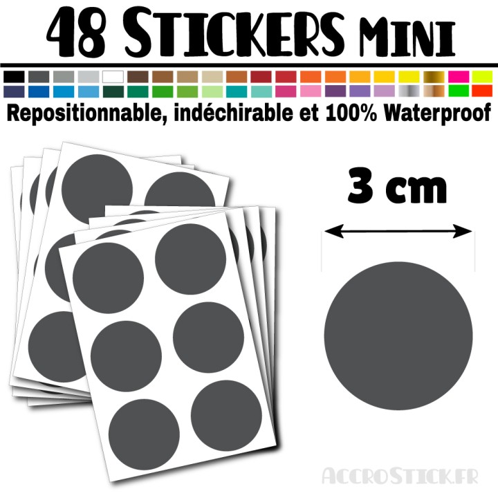 48 Ronds 3 cm - Stickers mini gommettes