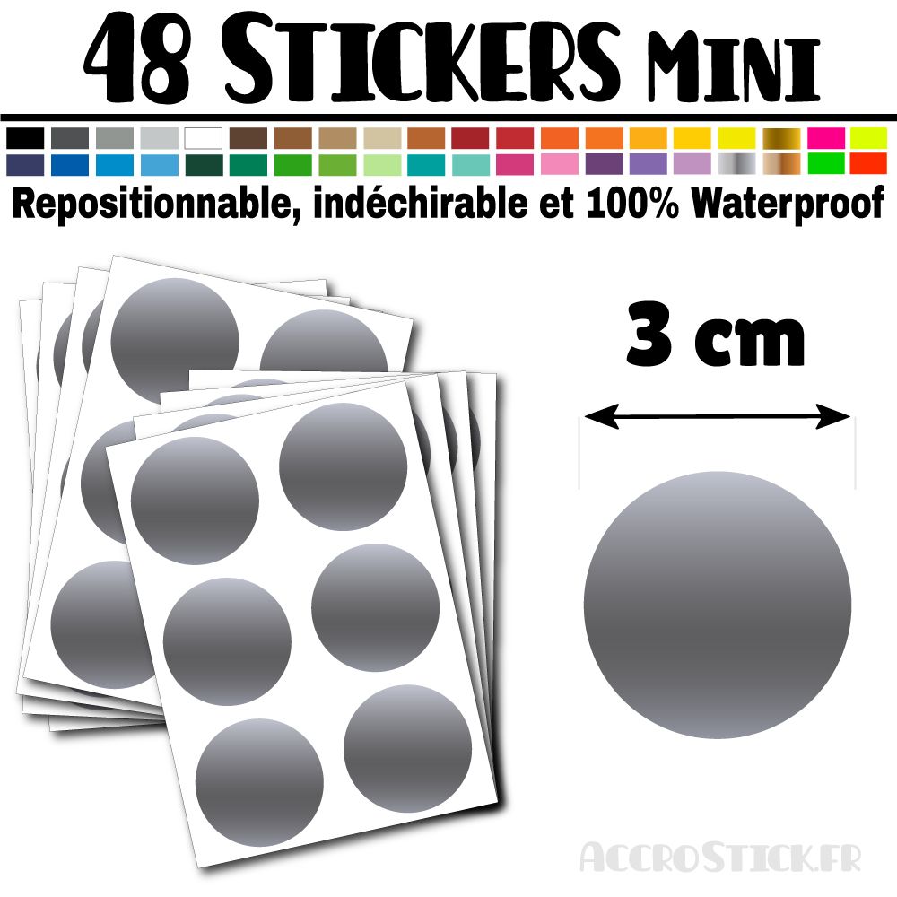48 Ronds 3 cm - Stickers mini gommettes 48 Ronds 3 cm - Stickers mini gommettes
