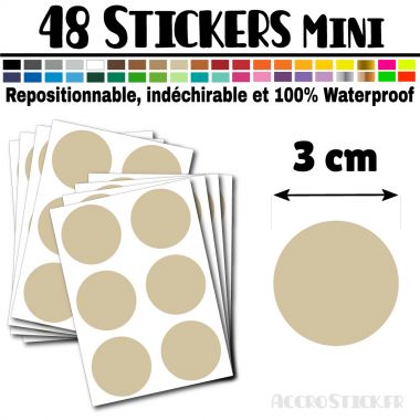 48 Ronds 3 cm - Stickers mini gommettes