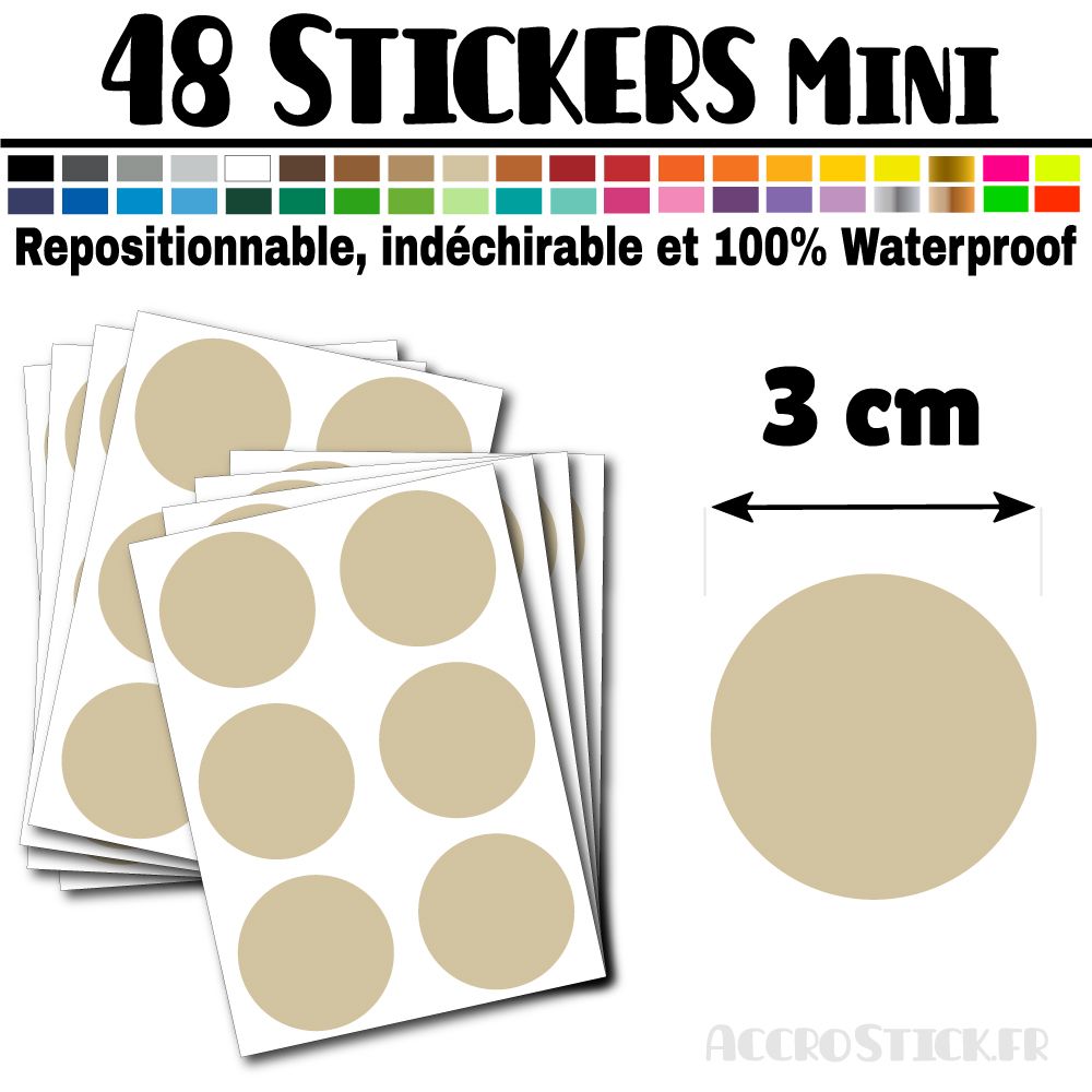 48 Ronds 3 cm - Stickers mini gommettes 48 Ronds 3 cm - Stickers mini gommettes