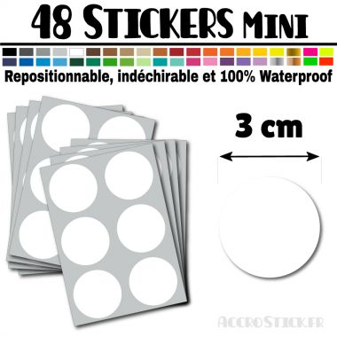 48 Ronds 3 cm - Stickers mini gommettes