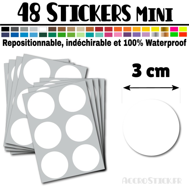 48 Ronds 3 cm - Stickers mini gommettes