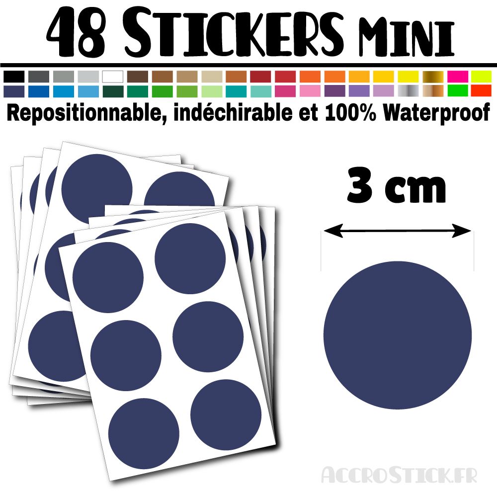 48 Ronds 3 cm - Stickers mini gommettes 48 Ronds 3 cm - Stickers mini gommettes