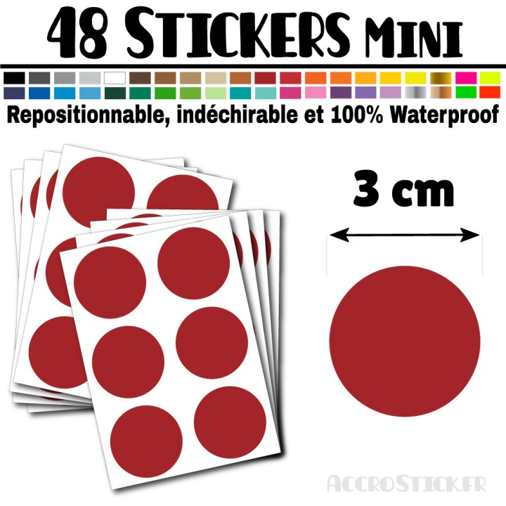 48 Ronds 3 cm - Stickers mini gommettes