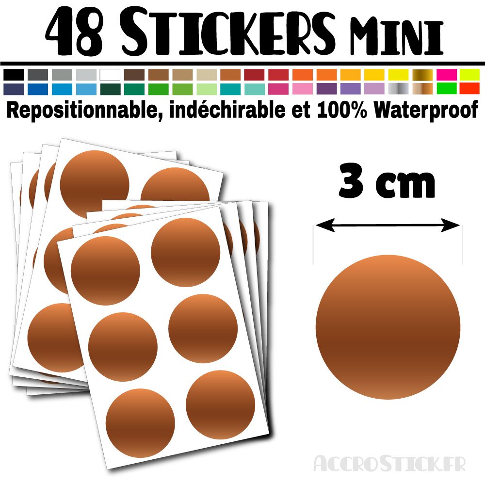 48 Ronds 3 cm - Stickers mini gommettes 48 Ronds 3 cm - Stickers mini gommettes