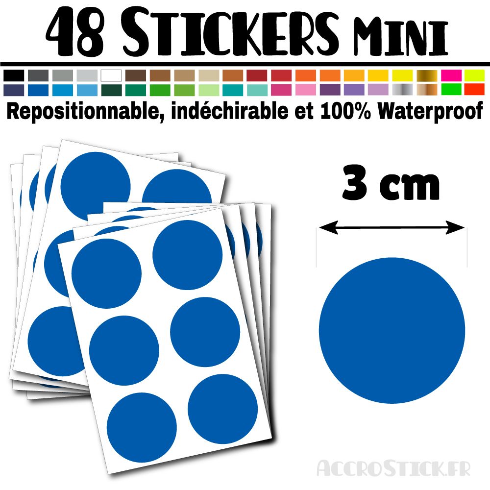 48 Ronds 3 cm - Stickers mini gommettes 48 Ronds 3 cm - Stickers mini gommettes