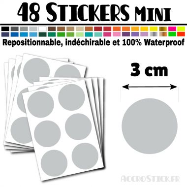 48 Ronds 3 cm - Stickers mini gommettes