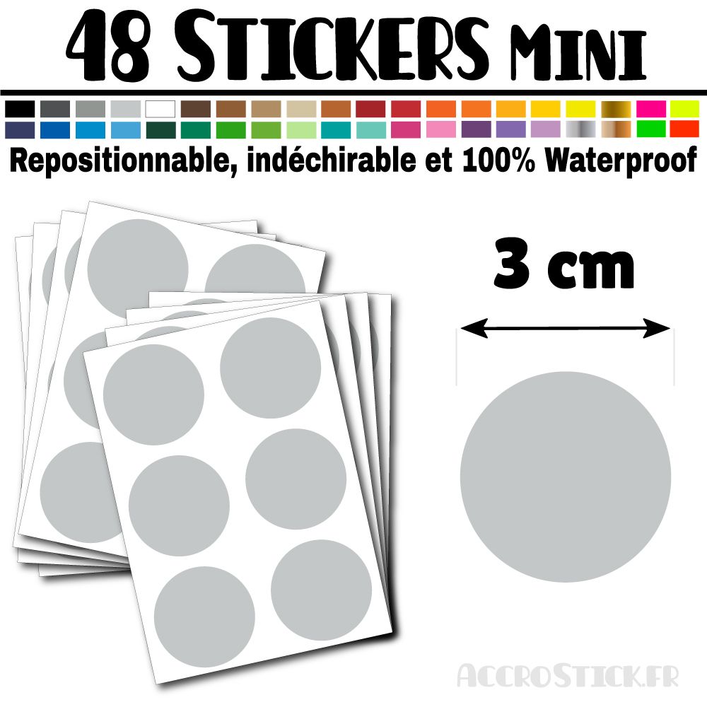 48 Ronds 3 cm - Stickers mini gommettes 48 Ronds 3 cm - Stickers mini gommettes