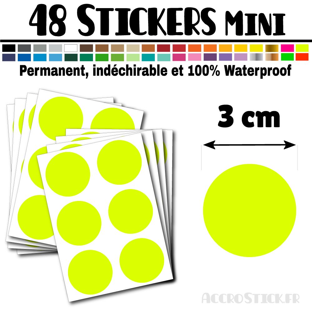 48 Ronds 3 cm - Stickers mini gommettes 48 Ronds 3 cm - Stickers mini gommettes