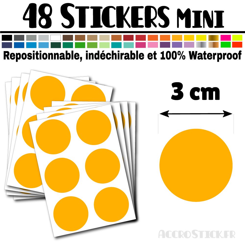 48 Ronds 3 cm - Stickers mini gommettes 48 Ronds 3 cm - Stickers mini gommettes