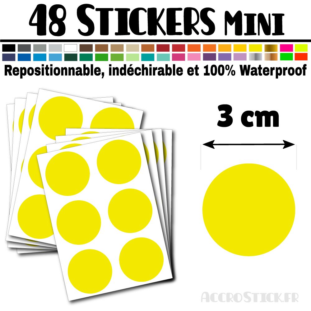 48 Ronds 3 cm - Stickers mini gommettes 48 Ronds 3 cm - Stickers mini gommettes