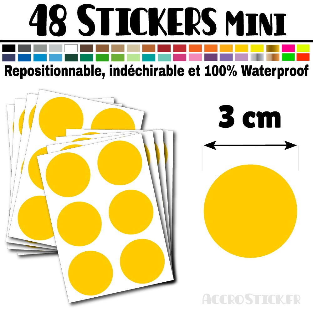 48 Ronds 3 cm - Stickers mini gommettes 48 Ronds 3 cm - Stickers mini gommettes