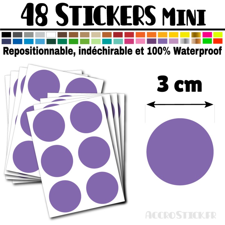 48 Ronds 3 cm - Stickers mini gommettes
