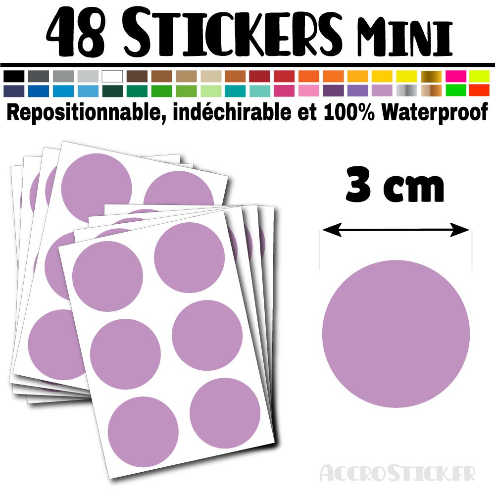 48 Ronds 3 cm - Stickers mini gommettes 48 Ronds 3 cm - Stickers mini gommettes
