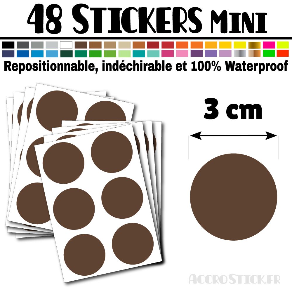 48 Ronds 3 cm - Stickers mini gommettes 48 Ronds 3 cm - Stickers mini gommettes