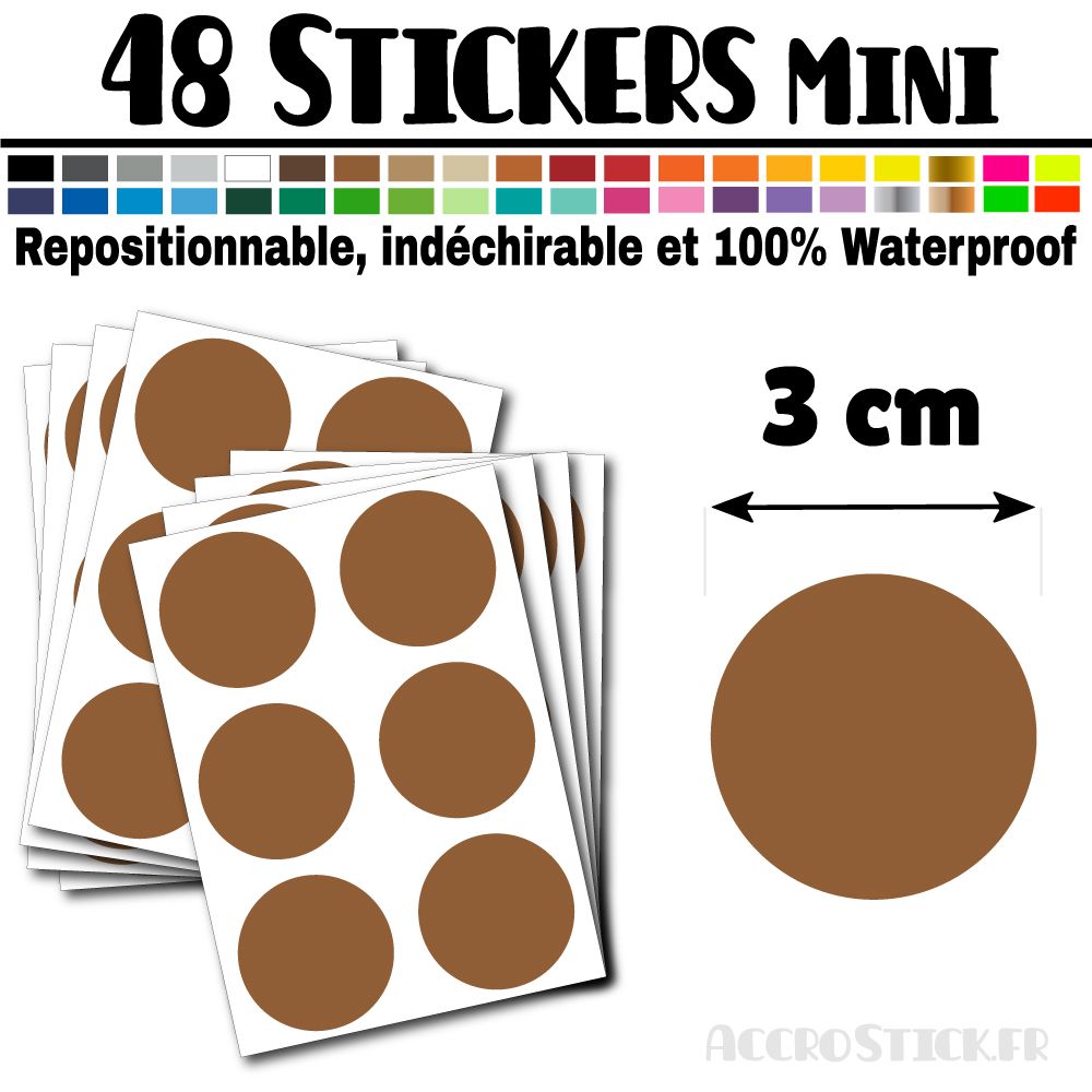 48 Ronds 3 cm - Stickers mini gommettes 48 Ronds 3 cm - Stickers mini gommettes
