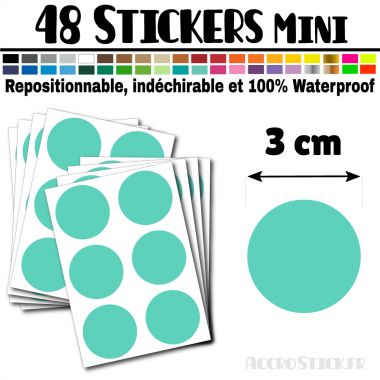 48 Ronds 3 cm - Stickers mini gommettes