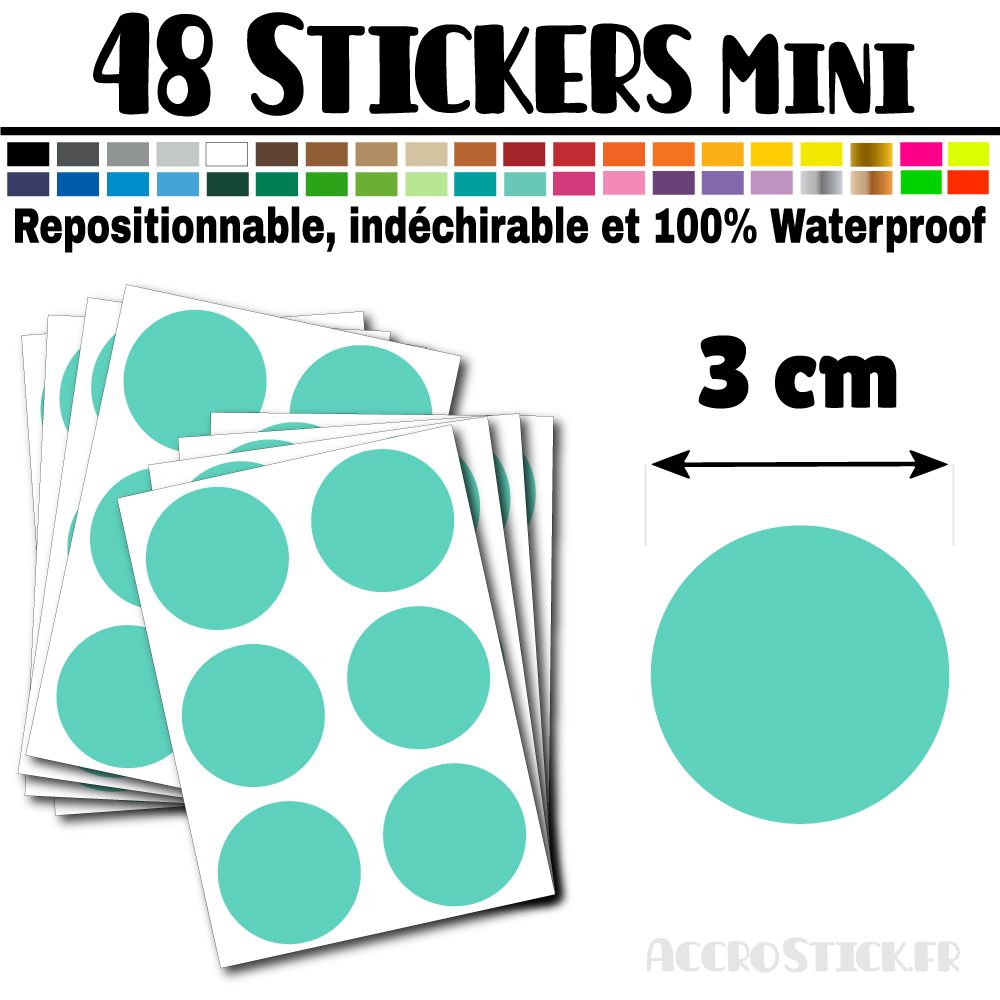48 Ronds 3 cm - Stickers mini gommettes 48 Ronds 3 cm - Stickers mini gommettes