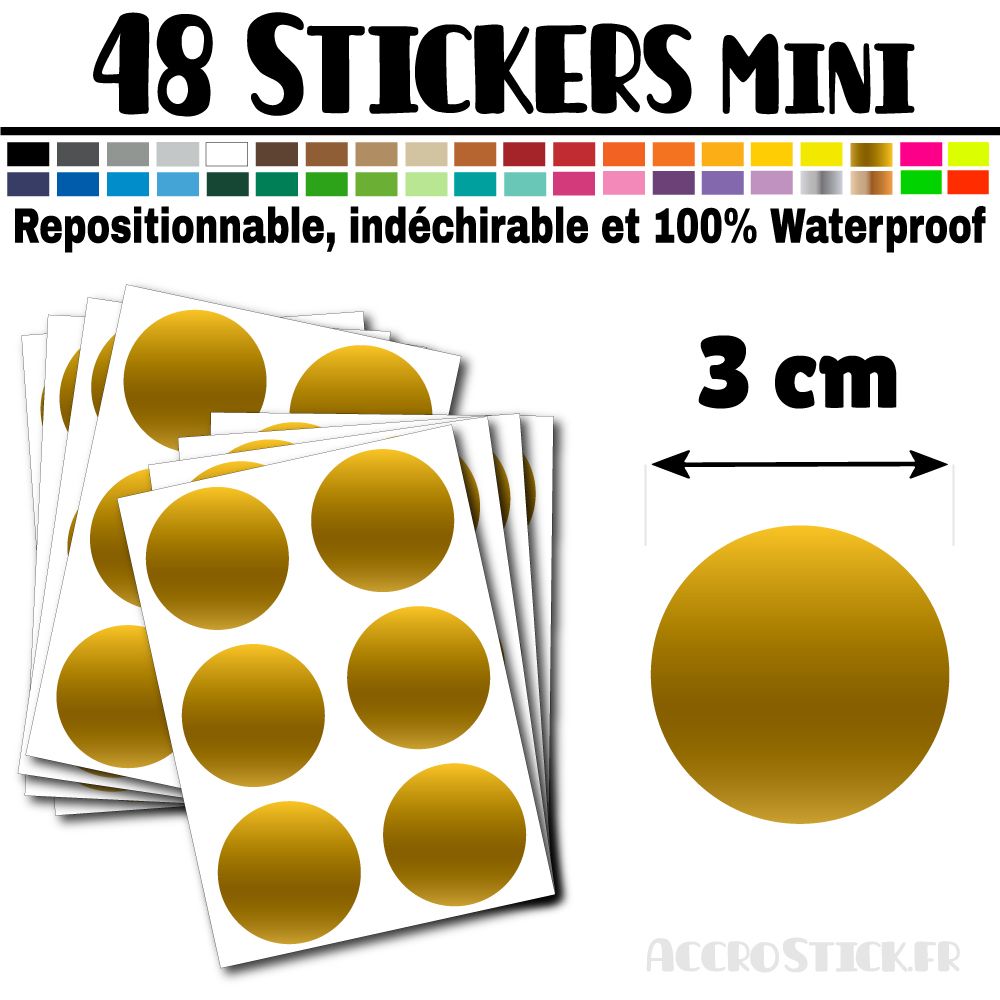 48 Ronds 3 cm - Stickers mini gommettes 48 Ronds 3 cm - Stickers mini gommettes