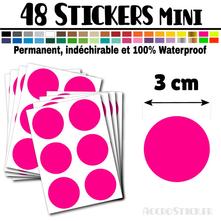 48 Ronds 3 cm - Stickers mini gommettes