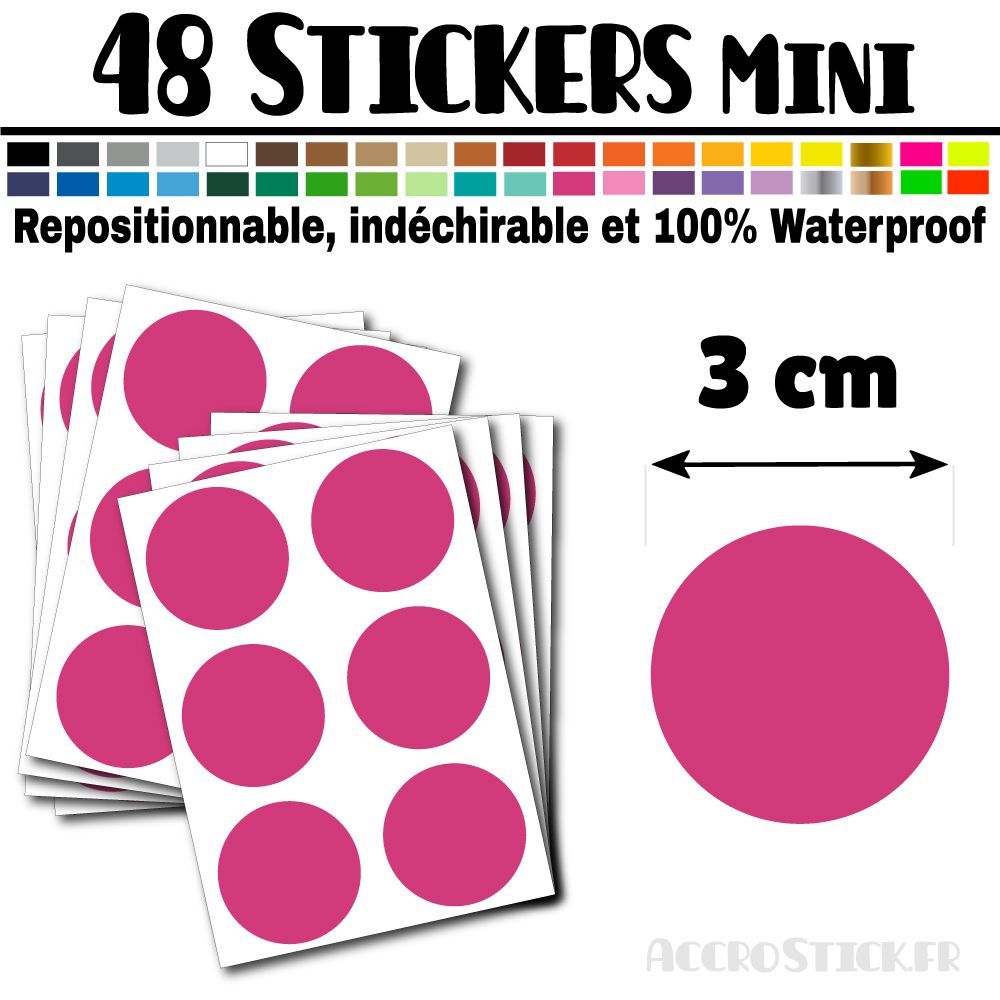 48 Ronds 3 cm - Stickers mini gommettes 48 Ronds 3 cm - Stickers mini gommettes