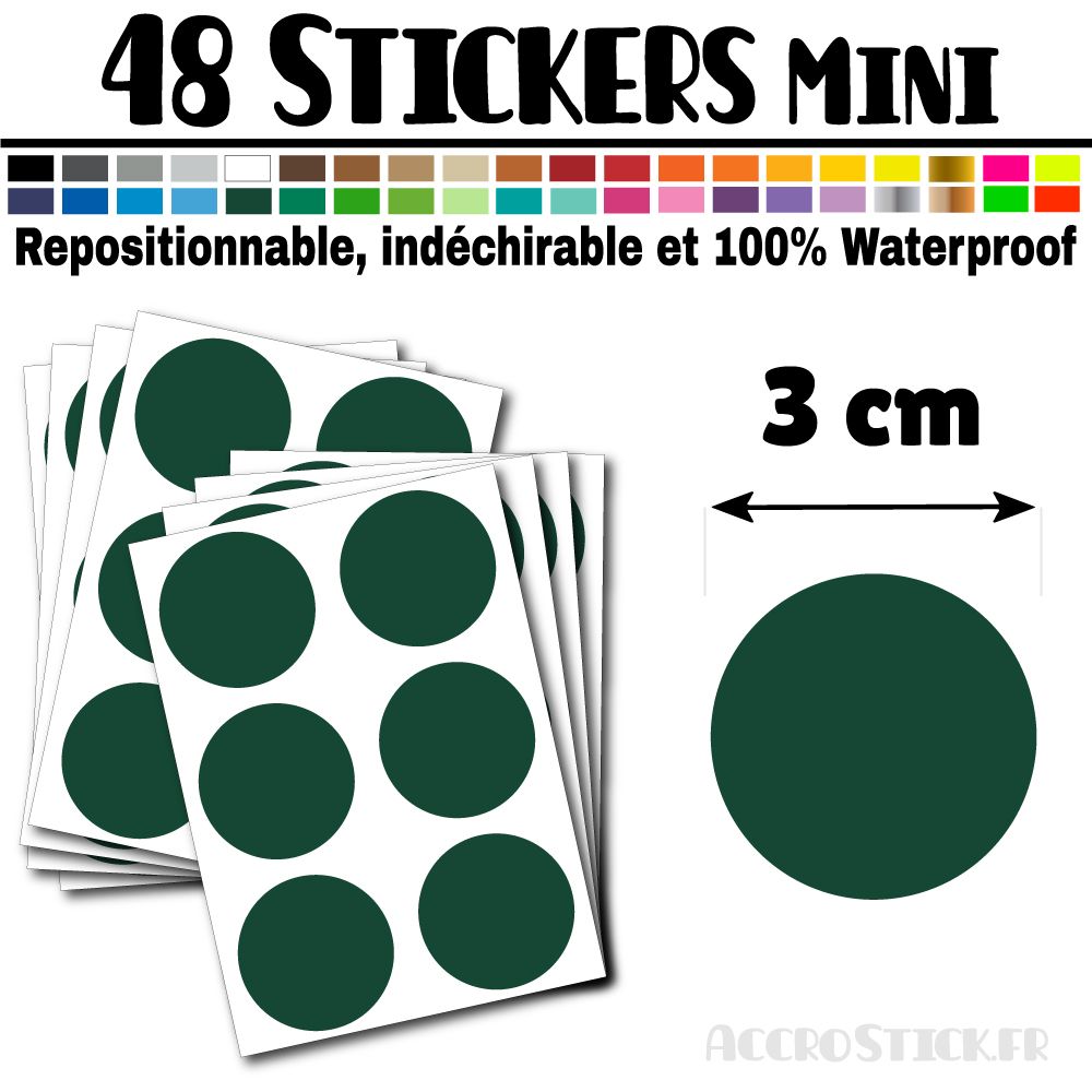 48 Ronds 3 cm - Stickers mini gommettes 48 Ronds 3 cm - Stickers mini gommettes