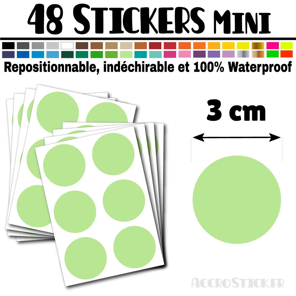 48 Ronds 3 cm - Stickers mini gommettes 48 Ronds 3 cm - Stickers mini gommettes