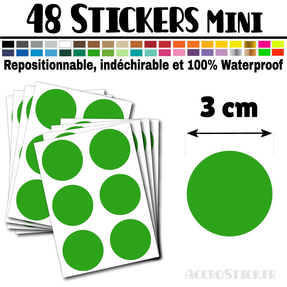 48 Ronds 3 cm - Stickers mini gommettes 48 Ronds 3 cm - Stickers mini gommettes