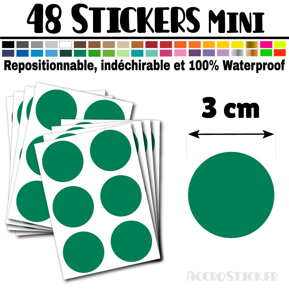 48 Ronds 3 cm - Stickers mini gommettes 48 Ronds 3 cm - Stickers mini gommettes