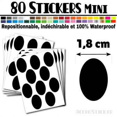 80 Ovales 1,8 cm - Stickers mini gommettes