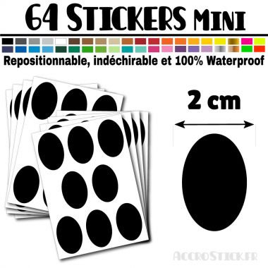 64 Ovales 2 cm - Stickers mini gommettes