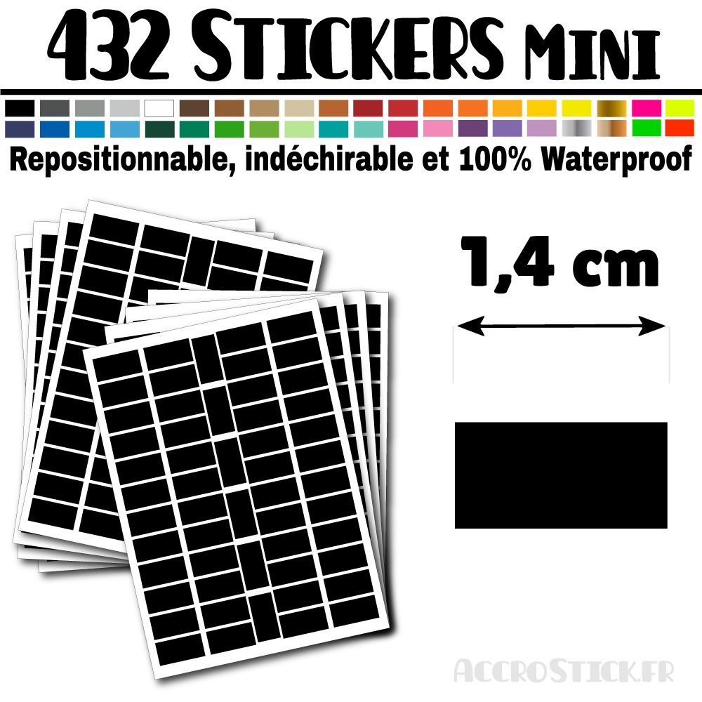 432 Rectangles 1,4 cm - Stickers mini gommettes