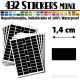 432 Rectangles 1,4 cm - Stickers mini gommettes