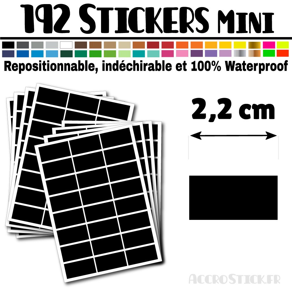 192 Rectangles 2,2 cm - Stickers mini gommettes