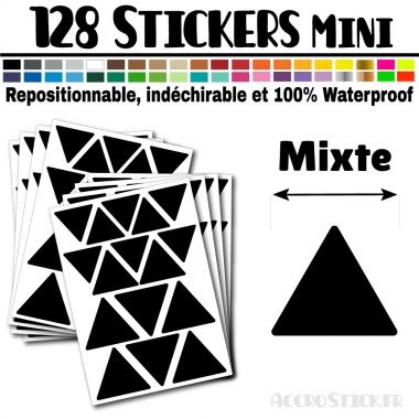 128 Triangles mixtes 2 à 2,8 cm - Stickers étiquettes gommettes