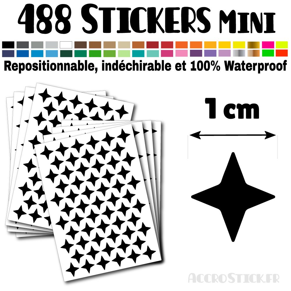 488 Etoiles 1 cm - Stickers mini gommettes