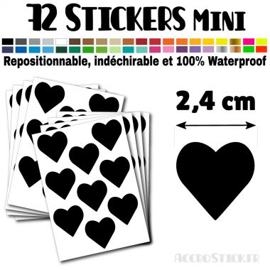 72 Coeurs 2,4 cm - Stickers mini gommettes